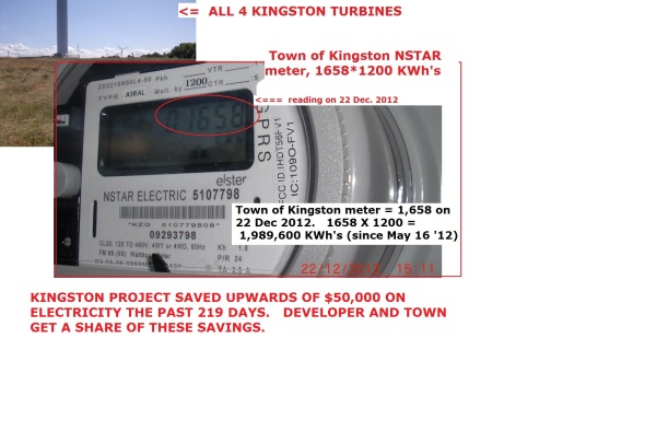 Kingston's NSTAR meter as of 22 Dec 2012, 1658 X 1200 KWh's